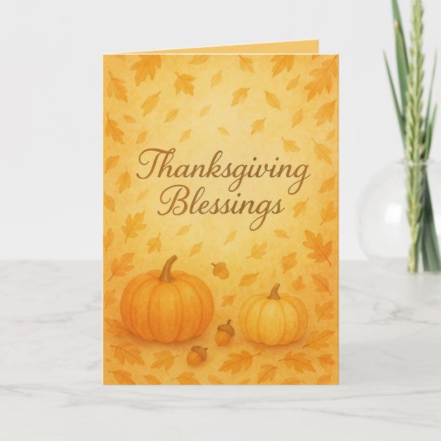 Thanksgiving Blessings Card – Cozy Fall Watercolor (Front)