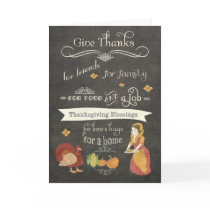 Thanksgiving Blessings , Christian, chalkboard Holiday Card