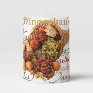 Thanksgiving Blessings Cornucopia  Pillar Candle