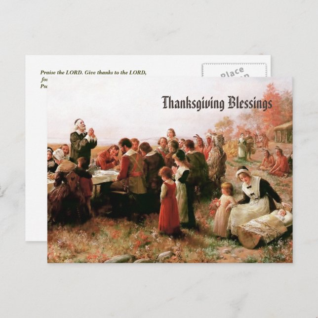 Thanksgiving Blessings. Fine Art Holiday Postcard (Front/Back)