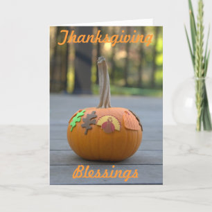 Thanksgiving Blessings Orange Pumpkin Holiday Card