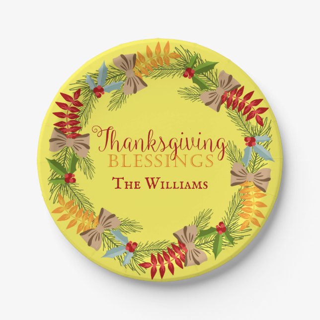Thanksgiving Blessings Paper Plates (Front)