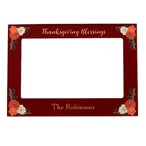 Thanksgiving Blessings Personalized Fall Floral Magnetic Frame