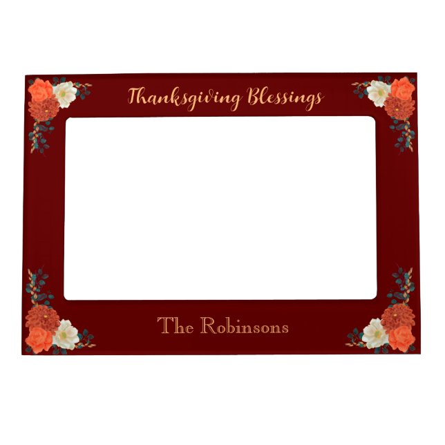 Thanksgiving Blessings Personalized Fall Floral Magnetic Frame (Front)