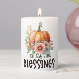 Thanksgiving Blessings Pillar Candle