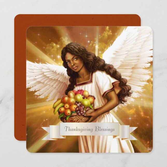 Thanksgiving Blessings. Religious Flat Card (Front/Back)