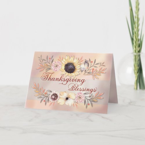 Thanksgiving Blessings Sunflower with Watercolor Card