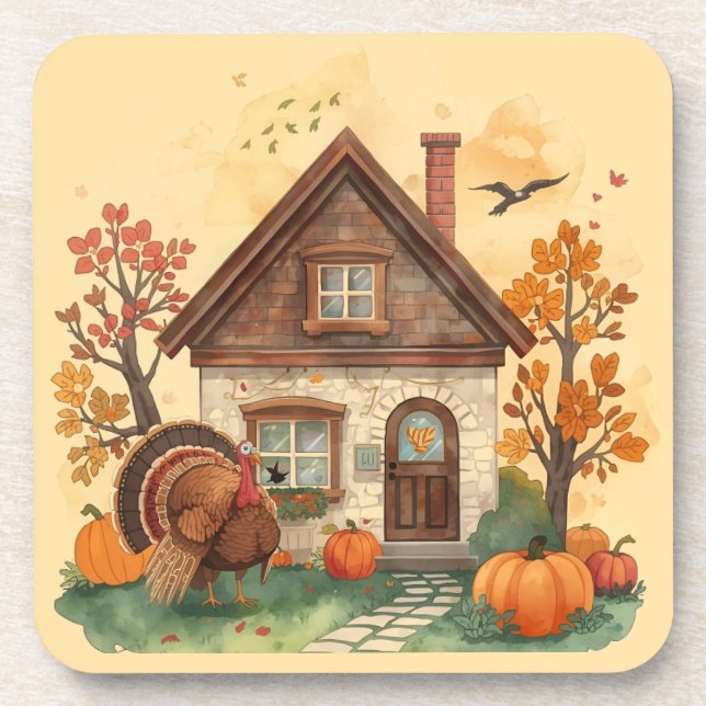 Thanksgiving Bliss and the Country Home Beverage Coaster (Front)