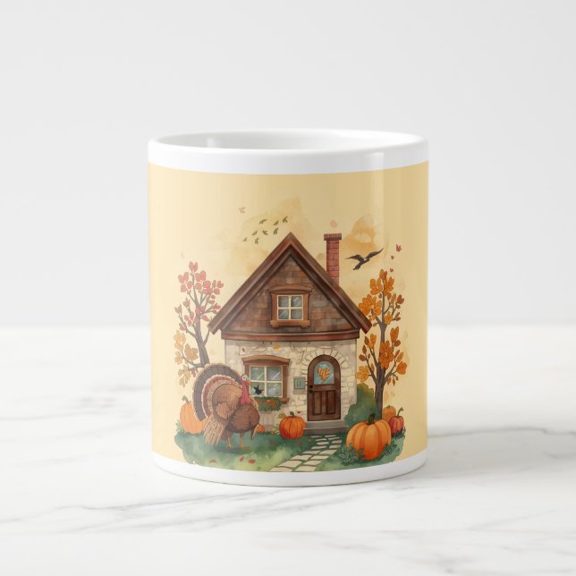 Thanksgiving Bliss and the Country Home Giant Coffee Mug (Front)