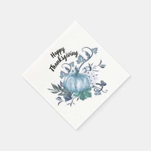 Thanksgiving Blue Pumpkin Cocktail Paper Napkins