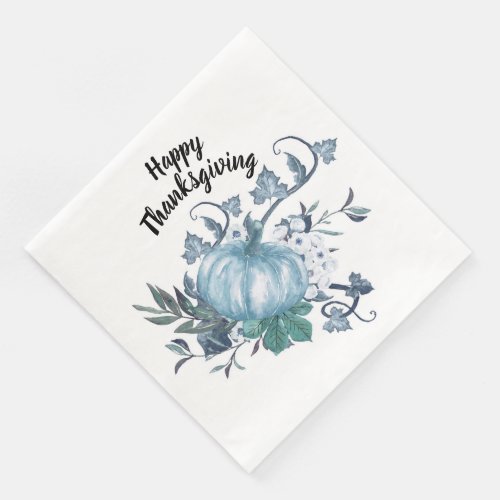 Thanksgiving Blue Pumpkin Dinner Paper Napkins