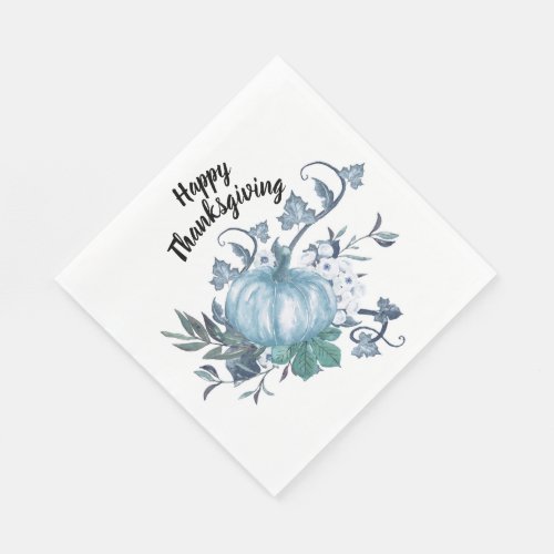Thanksgiving Blue Pumpkin Luncheon Paper Napkins