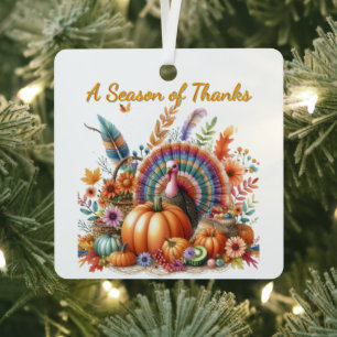 Thanksgiving Boho Turkey Keepsake Metal Ornament