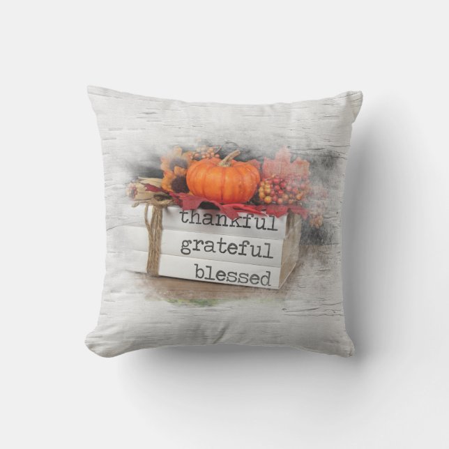Thanksgiving Books On Birch Throw Pillow (Front)