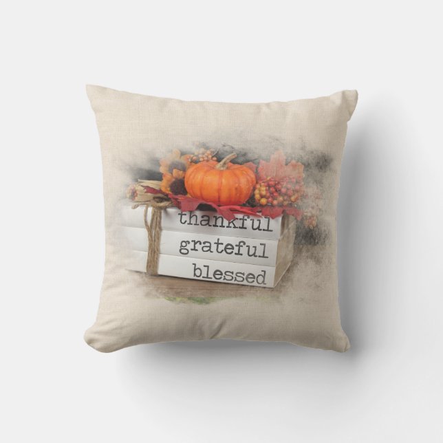 Thanksgiving Books Throw Pillow (Front)