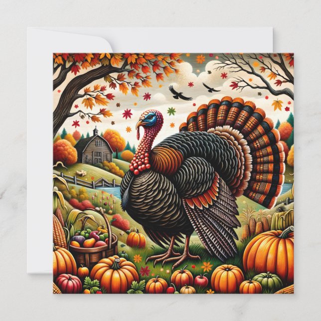 Thanksgiving Bountiful Harvest Holiday Card (Front)