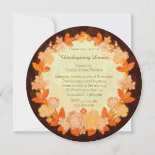 Thanksgiving Bounty Wreath Dinner Party Invitation