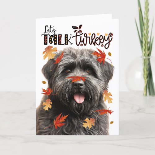 Thanksgiving Bouvier Dog Lets Talk Turkey Holiday Card