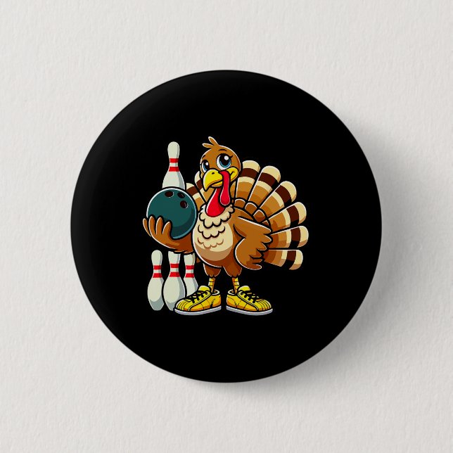 Thanksgiving Bowling Shirt Women Men Funny Turkey  Button (Front)