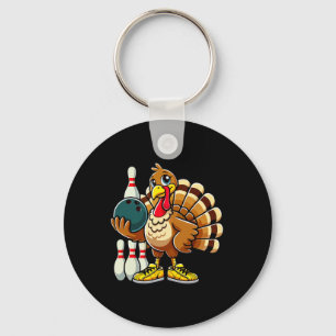 Thanksgiving Bowling Shirt Women Men Funny Turkey Keychain