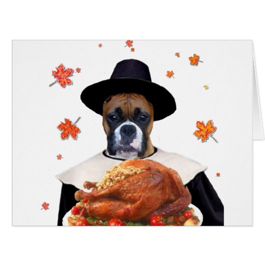 Thanksgiving Boxer dog Cards (Front Horizontal)