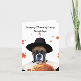 Thanksgiving boxer dog notecardj holiday card