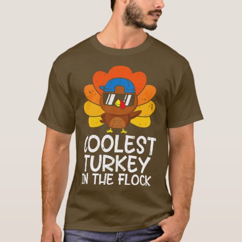 Thanksgiving Boys Coolest Turkey in the Flock T_Shirt