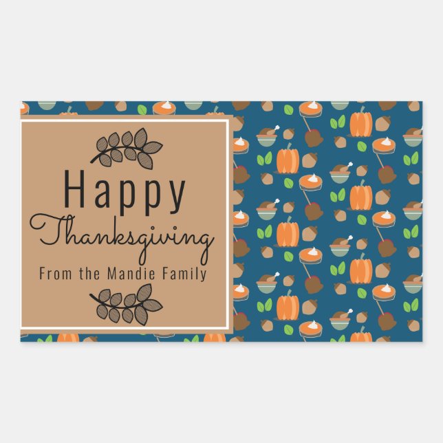 Thanksgiving Branch Greenery Pattern Sweet Gifts Rectangular Sticker (Front)