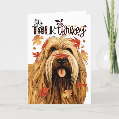 Thanksgiving Briard Terrier Dog Lets Talk Turkey Holiday Card
