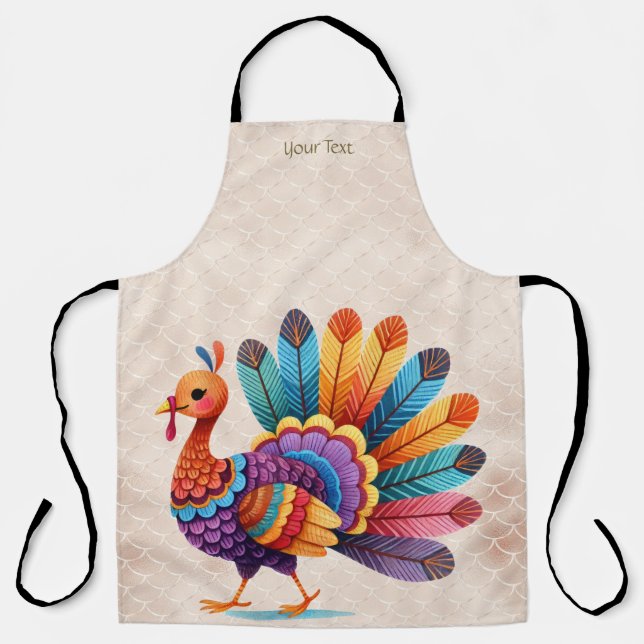 Thanksgiving Bright Feathers Turkey Apron (Front)