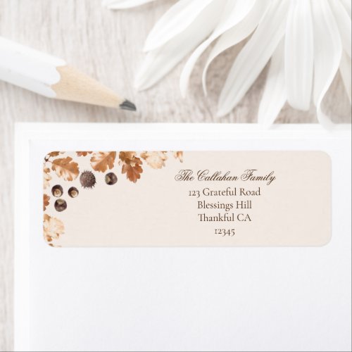 Thanksgiving Brown Autumn Leaves  Conkers Frame Label
