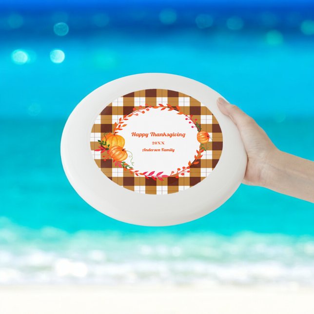 Thanksgiving Brown Orange Plaid Pattern Wham-O Frisbee (Creator Uploaded)
