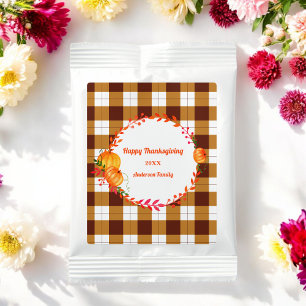Thanksgiving Brown White Plaid Pattern Drink Mix