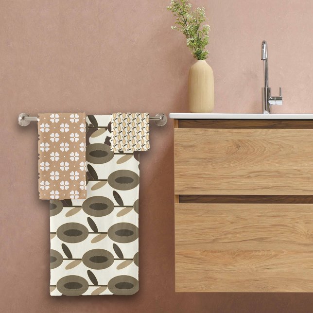 Thanksgiving Browns Floral Custom Name Bath Towel Set (Creator Uploaded)