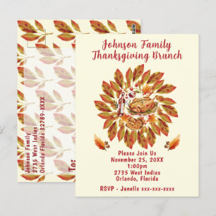 Thanksgiving Brunch Autumn Feast Scene Postcard