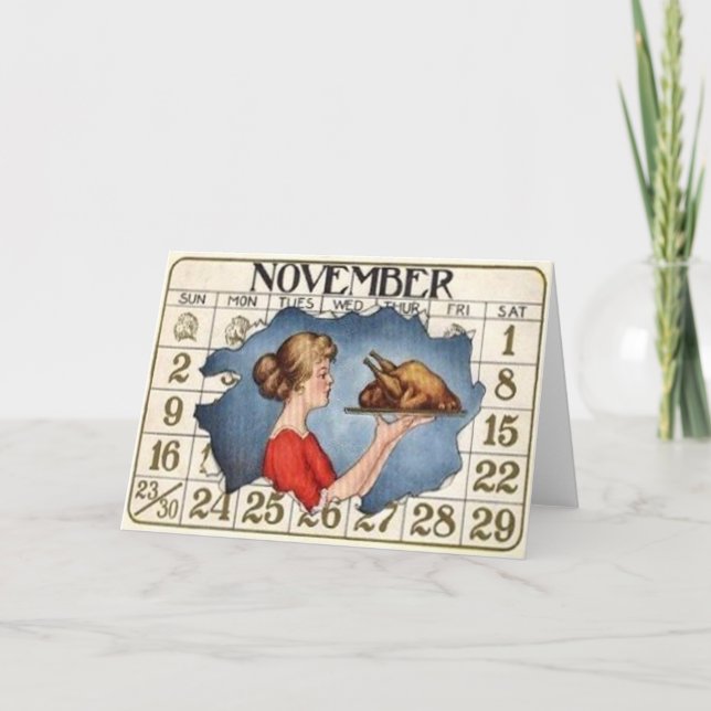 Thanksgiving Calendar Holiday Card (Front)