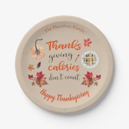 Thanksgiving Calories Dont Count Brown Paper Plates