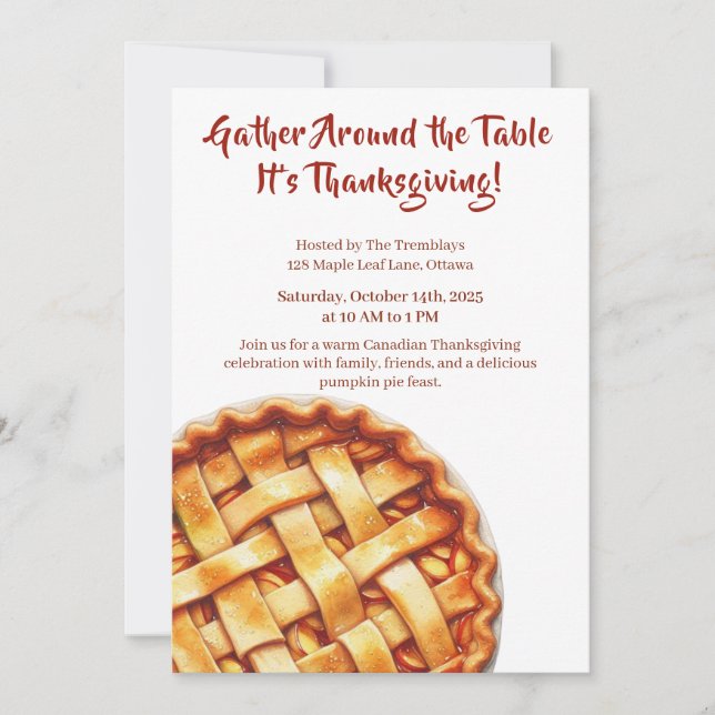 Thanksgiving Canada | Apple Pie Gathering  Invitation (Front)
