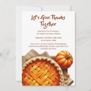 Thanksgiving Canada Cozy Pumpkin Pie Gathering Invitation