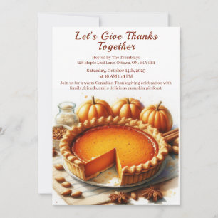 Thanksgiving Canada   Cozy Pumpkin Pie Gathering Invitation