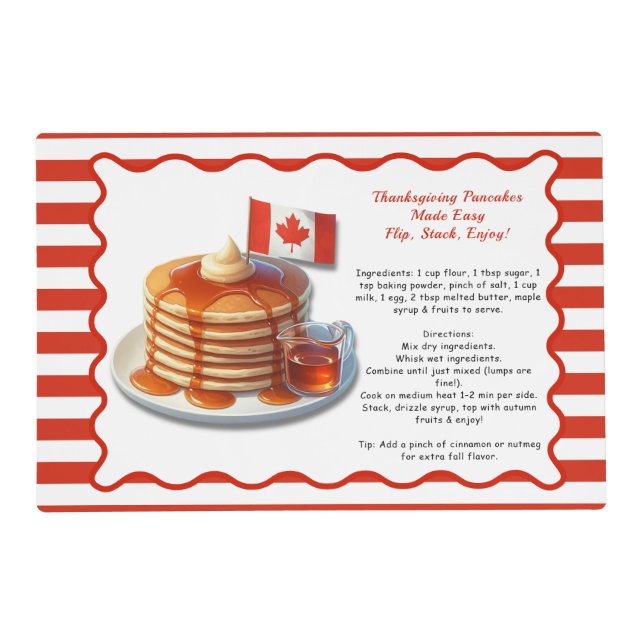 Thanksgiving Canada – Quick & Cozy Pancakes Recipe Placemat (Front)