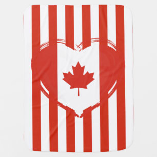 Thanksgiving Canada – Red heart and stripes  Baby Blanket