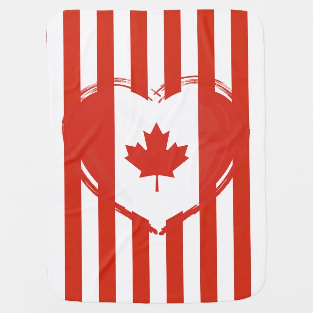 Thanksgiving Canada – Red heart and stripes  Baby Blanket (Front)