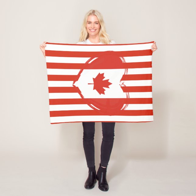 Thanksgiving Canada – Red heart and stripes  Fleece Blanket (In Situ)