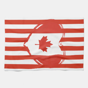Thanksgiving Canada – Red heart and stripes Kitchen Towel