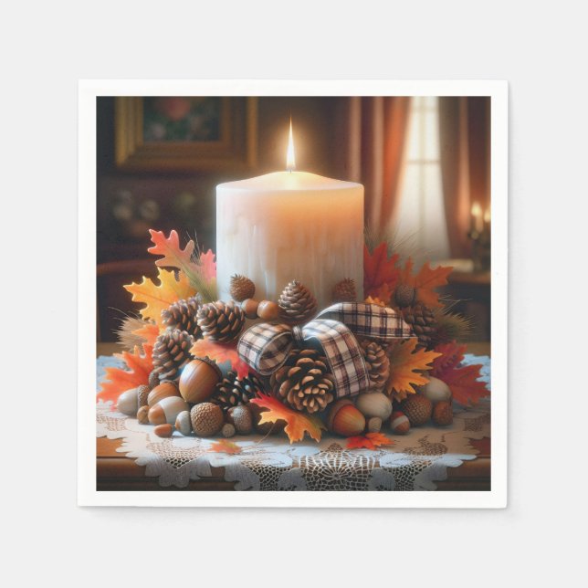 Thanksgiving Candle Centerpiece Napkins (Front)