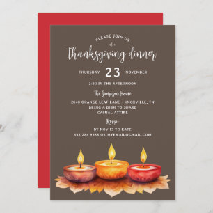 Thanksgiving Candles Dinner Party invitation