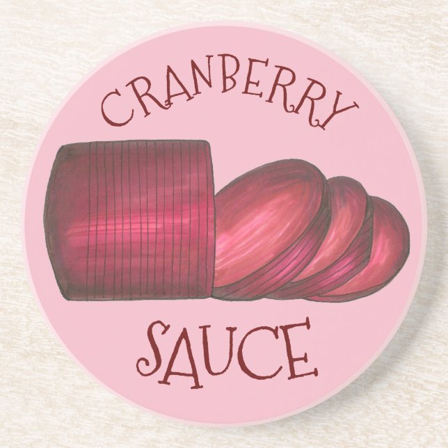 Thanksgiving Canned Jellied Cranberry Sauce Food Drink Coaster (Front)