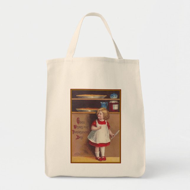 Thanksgiving Canvas Grocery Tote Bag (Front)