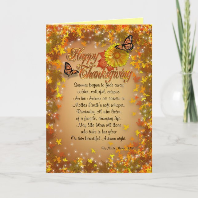 Thanksgiving card Autumn leaves with poem (Front)